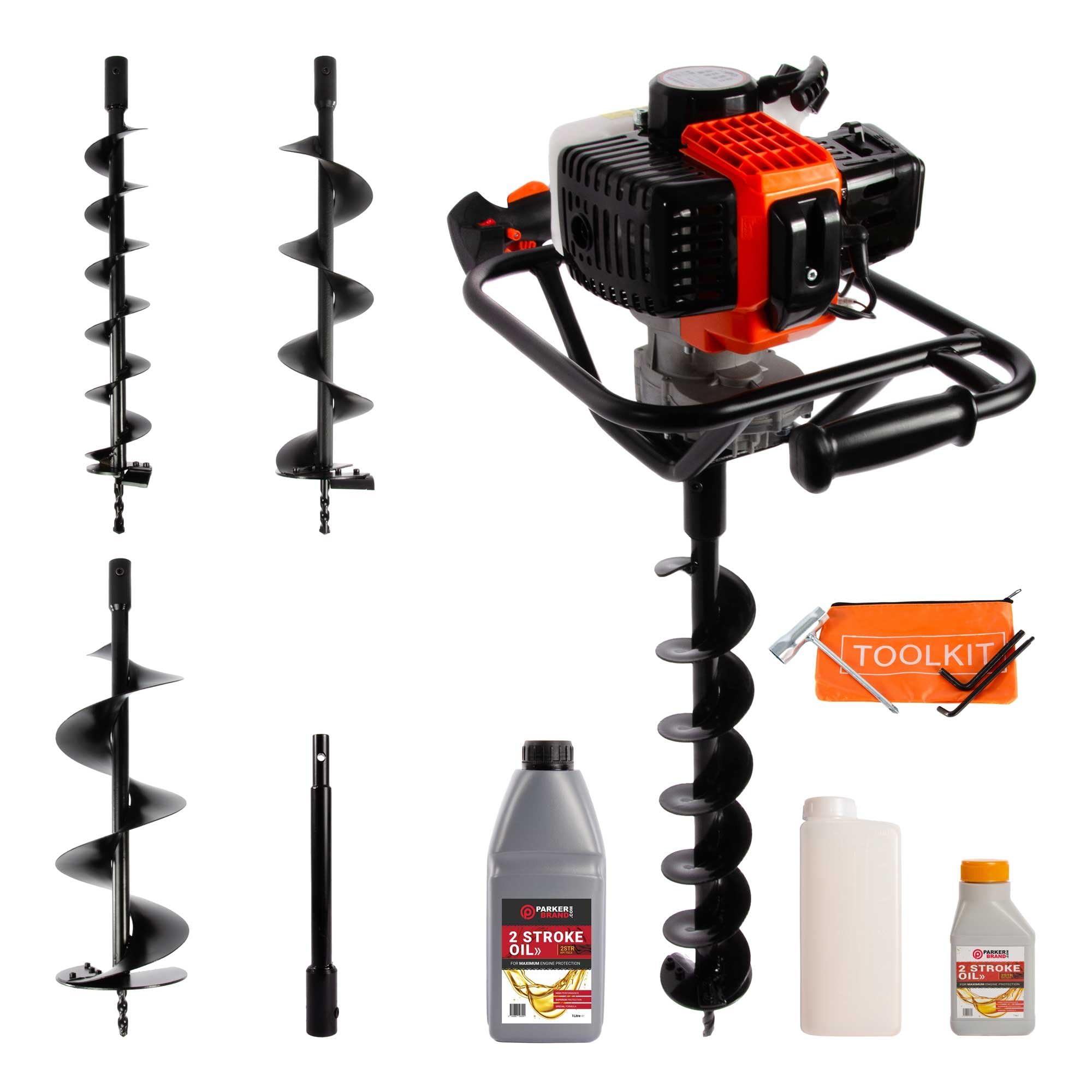 Parkerbrand.com 52Cc Petrol Earth Auger + 1L 2-Stroke Oil – Powerful & Efficient Post Hole Borer