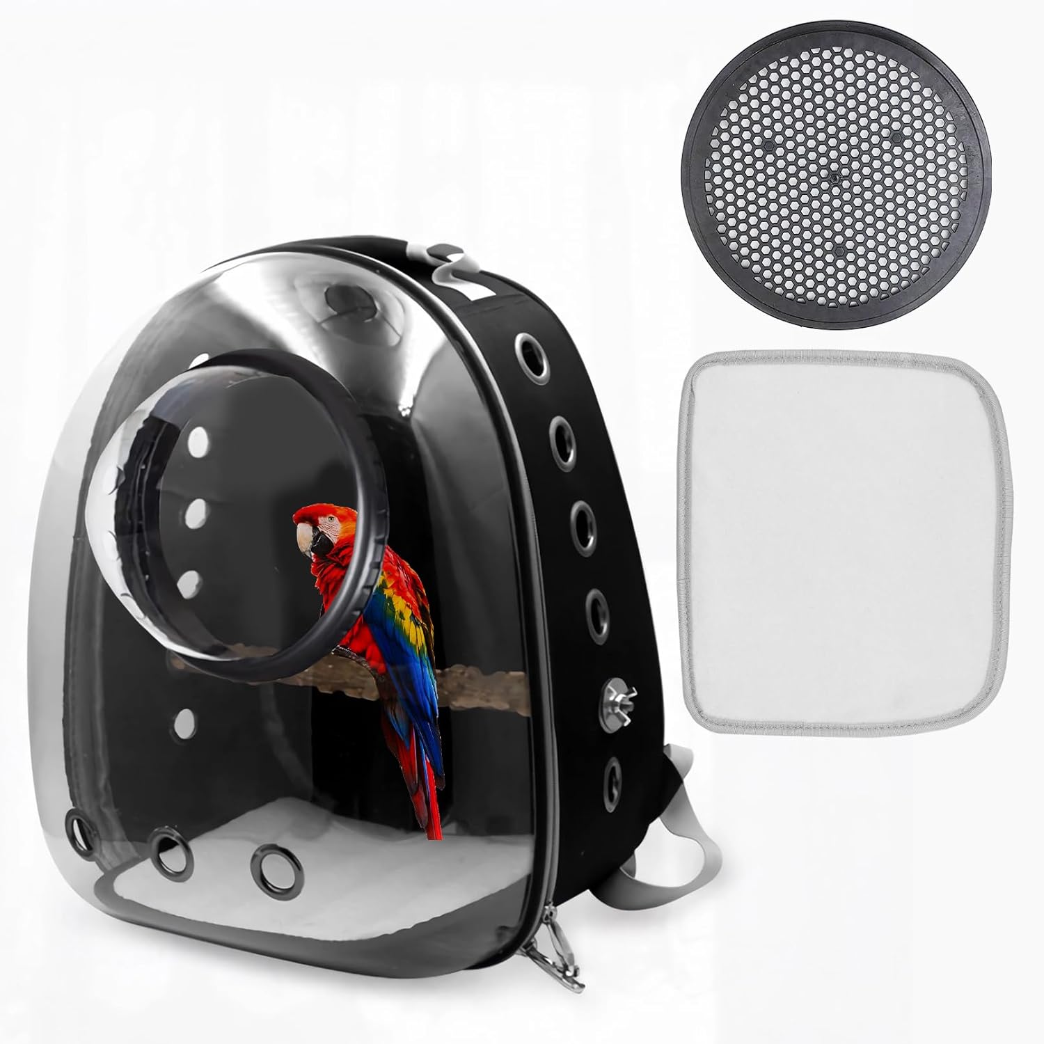 kathson Bird Carrier Backpack with Mat, Portable Bird Travel Carrier with Perch