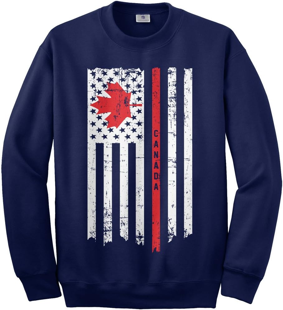 Threadrock Canada USA Canadian American Flag Unisex Sweatshirt