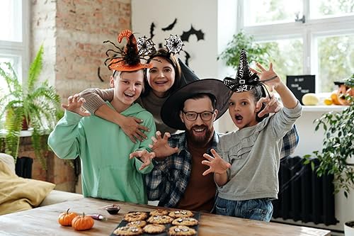 Miniatura 4 de CHOIEO 6 diademas de Halloween, sombrero de bruja, diademas de calabaza, araña, murciélago, diademas de Halloween, disfraz de cosplay