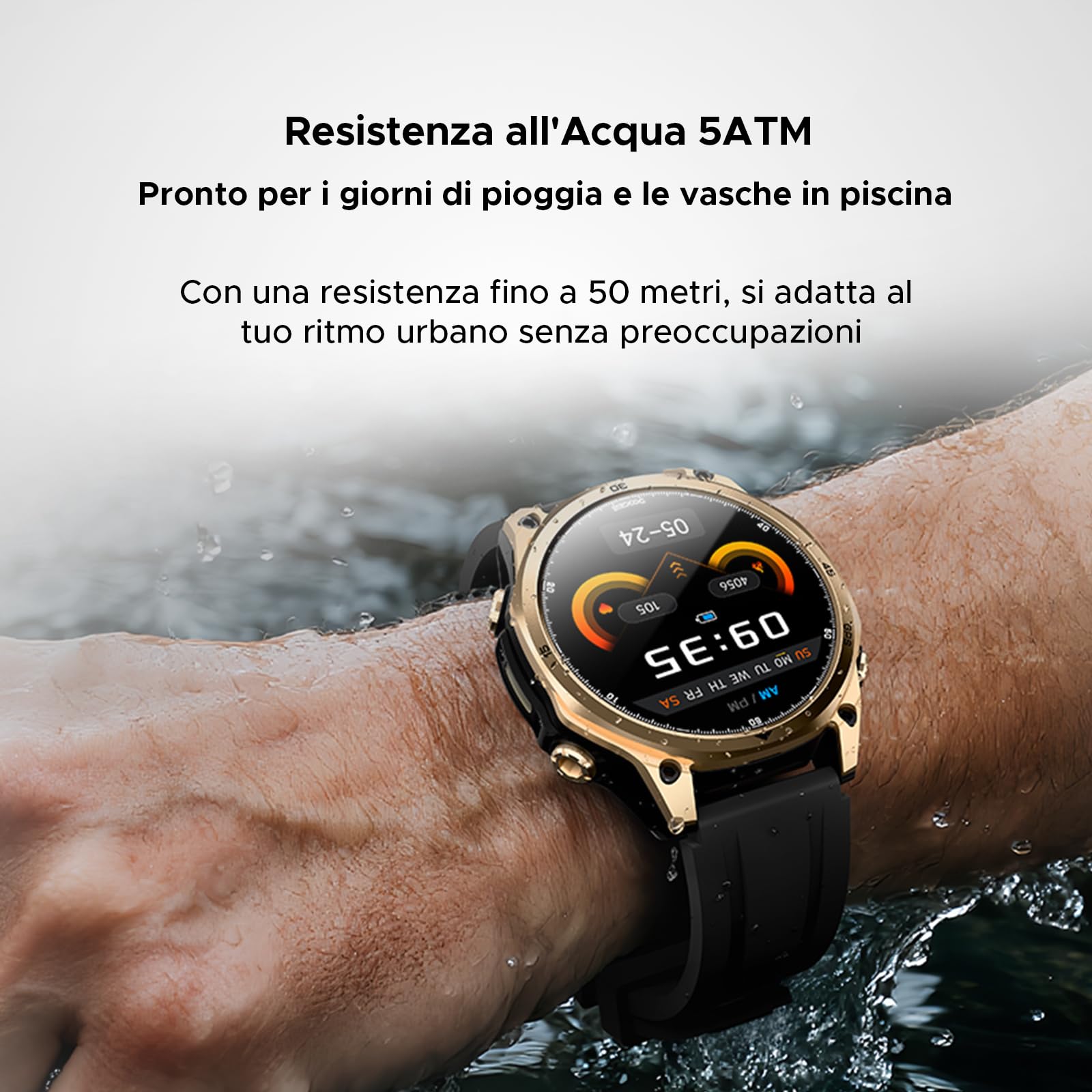 DOOGEE Anywise W1 Orologio Smartwatch Uomo,GPS Dual-Band Integrato,5ATM Impermeabile Militare Smart Watch,1.43" AMOLED Fitness Tracker Per Android iOS,170+Sports Modes,Answer/Make Call/18 Days Battery