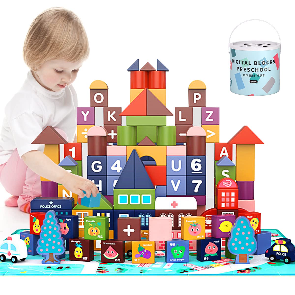 Buy 157 Piece Wooden Building Blocks Set,City Construction Stacker