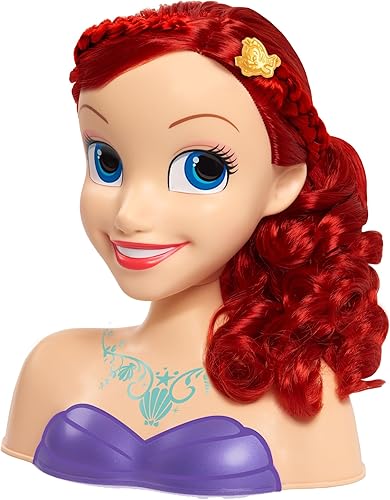 Miniatura 6 de Disney Princess Just Play - Cabeza de peinado Ariel, pelo rojo, juego de 10 piezas, la sirenita, juguetes para niños con licencia oficial para niños