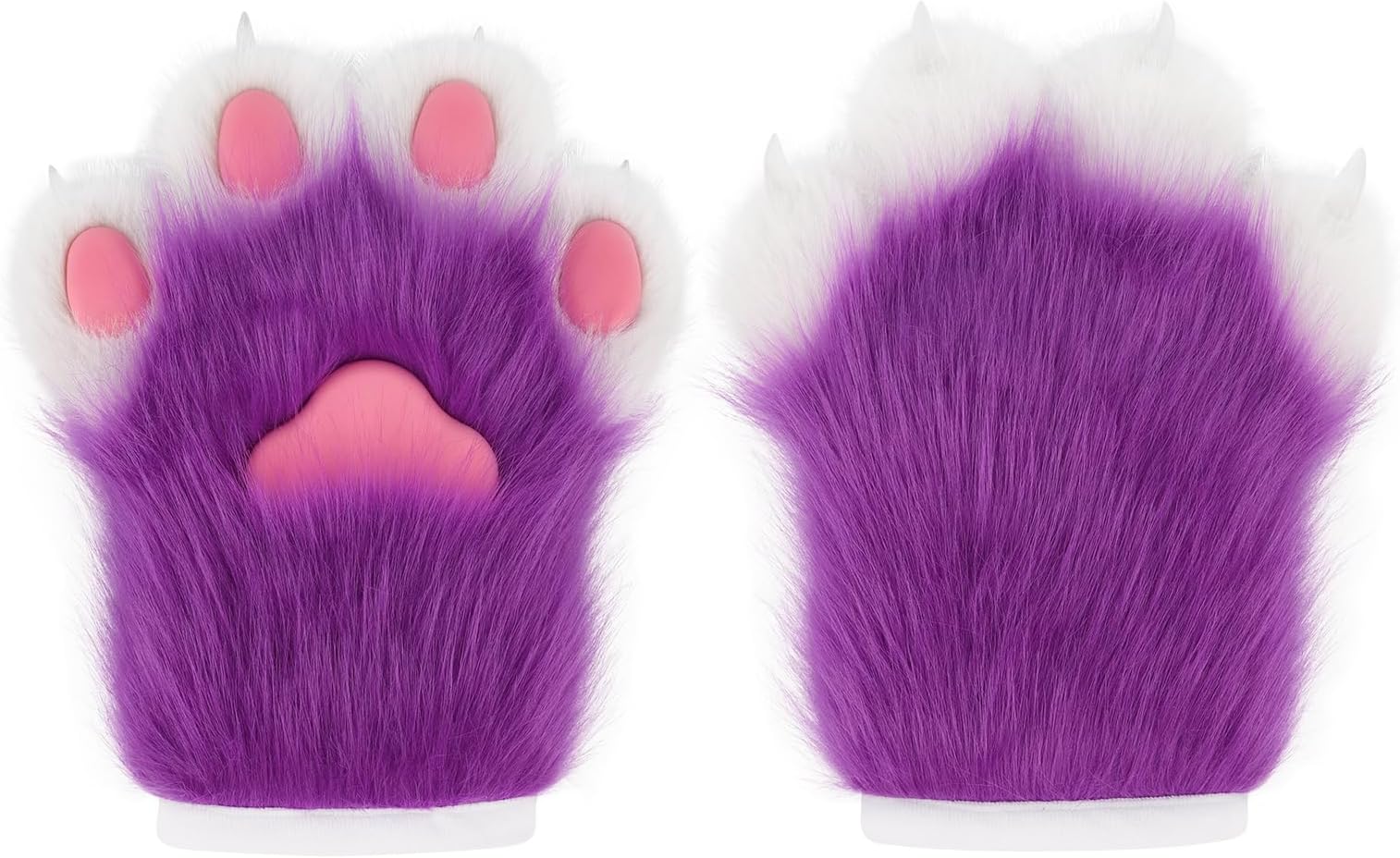 hbbhmlFaux Fur Plush Furry Cat Claw Gloves Fursuit Animal Fox Paws Mittens Halloween Cosplay Costume Accessories for Adult