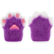 قفازات Faux Fur Plush Furry Cat Claw قفازات Fursuit Animal Fox Paws Mittens Halloween Cosplay Costume Accessories للبالغين