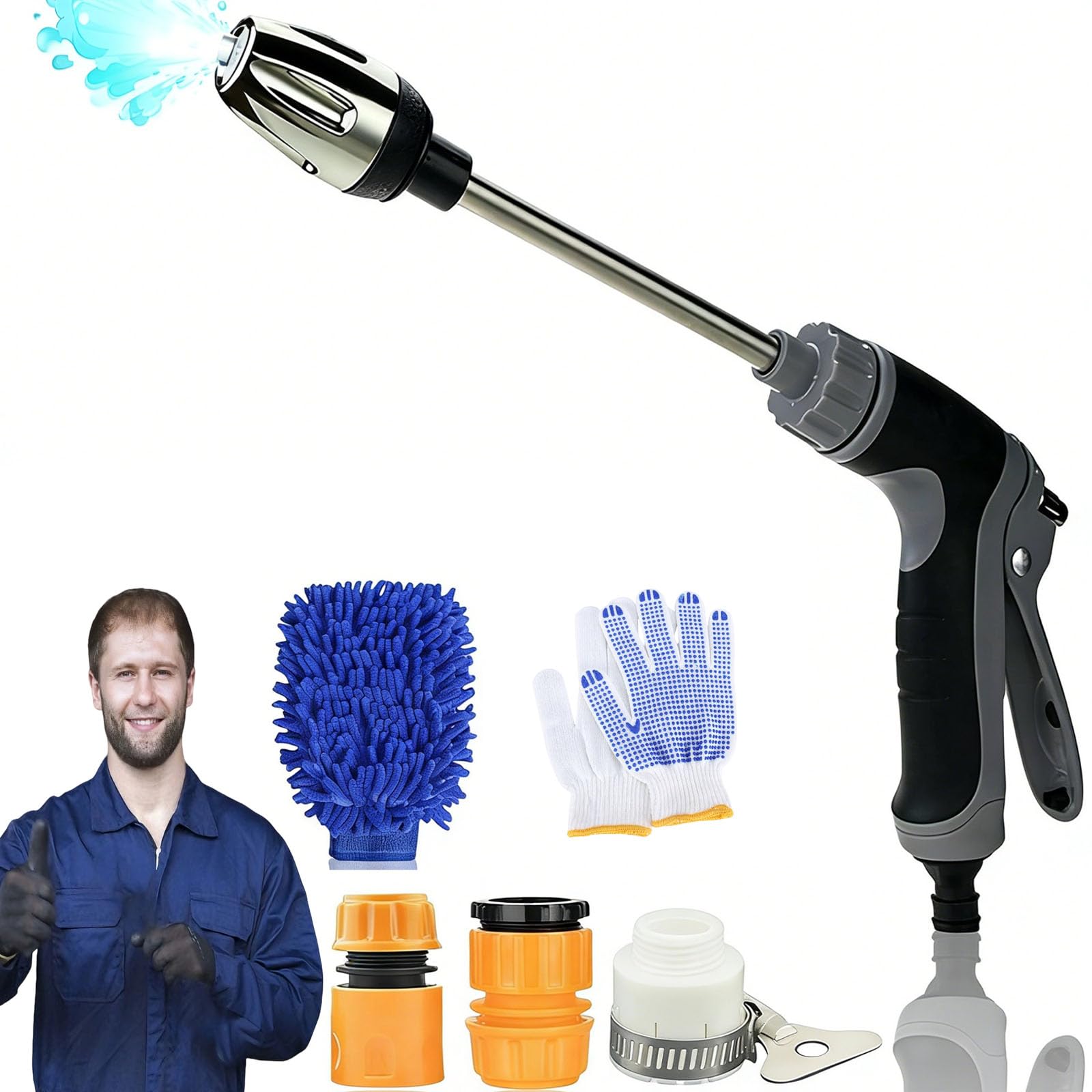Aquoxis Pressure Washer,Jet Washers/Pressure Washers, Hydro Power Water Jet Cleaner Attachment, Adjustable Nozzle Cleaning Sprayer For Patio, Car, Driveway, Deck & Outdoor Surfaces (A)