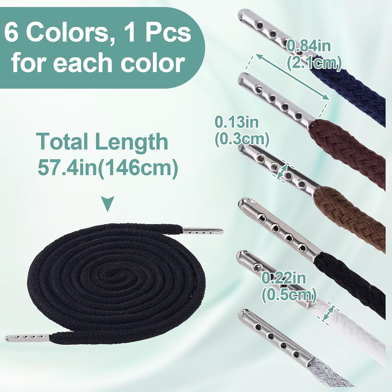 6pcs Drawstring Cord with Spring Threader Tool, 57.4in Hoodie String, Replacement Drawstring for Sweatpants Pants Hoodies Jackets Bags- 6 Colors