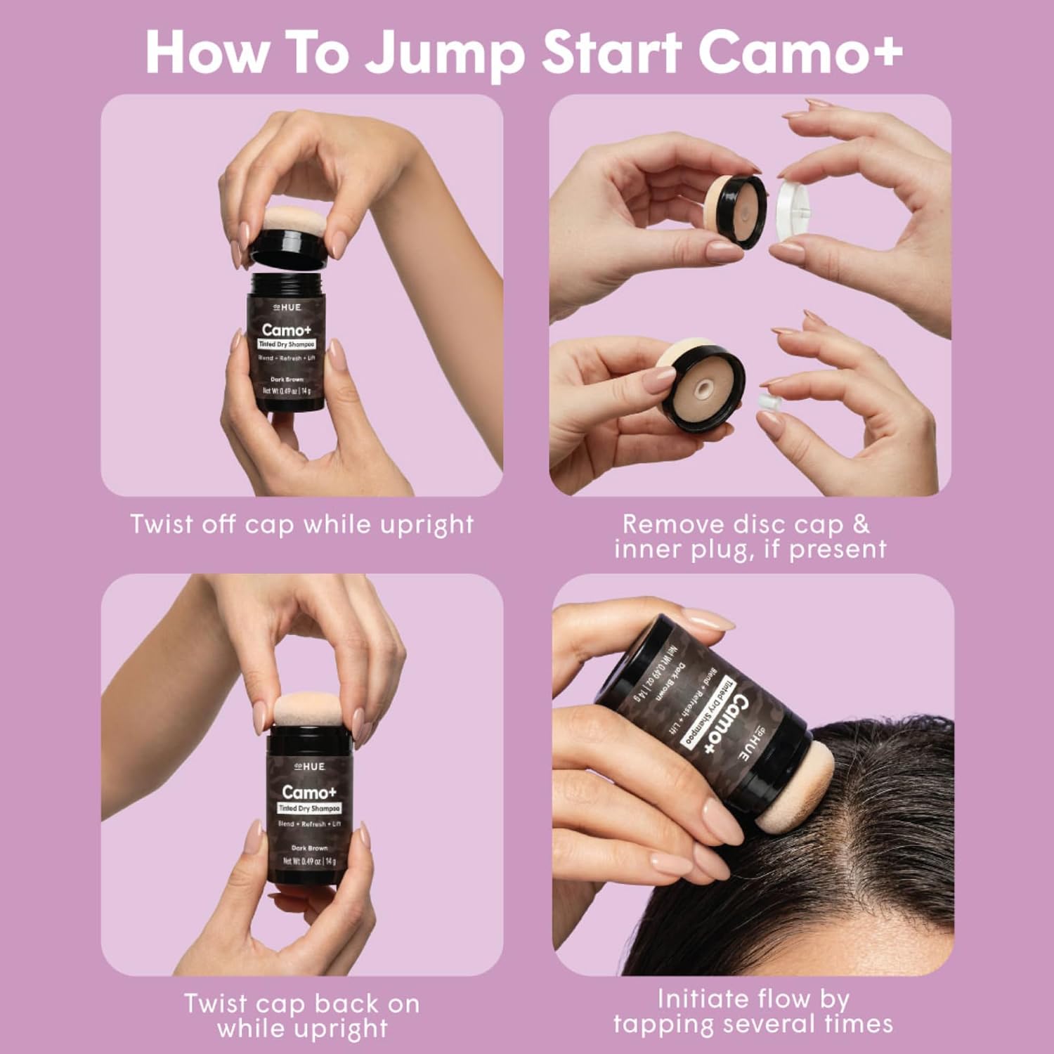 dpHUE Camo+ Tinted Dry Shampoo, Light Brown - Gray, Root & Scalp Coverage for Women & Men - Non-Aerosol - Absorbs Oil & Adds Visible Volume