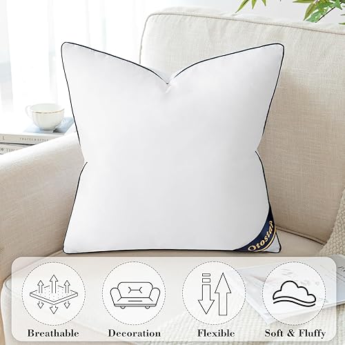 Miniatura 2 de OTOSTAR Insertos de almohada de 20 x 20 pulgadas, almohadas decorativas con funda de algodón 100 % algodón, almohadas cuadradas para sofá, cama,