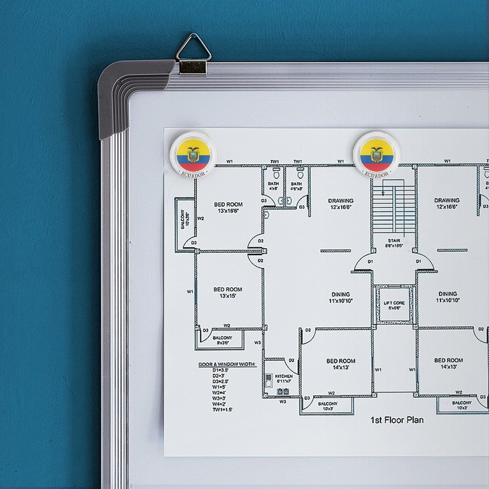 Ecuador Flagge Kühlschrankmagnete Magnetisches Whiteboard für Kühlschrank Nationalflaggen Glas Starke Magnete Kühlschrankmagnete für Whiteboard Klassenzimmer Büro Küche 4 Stück