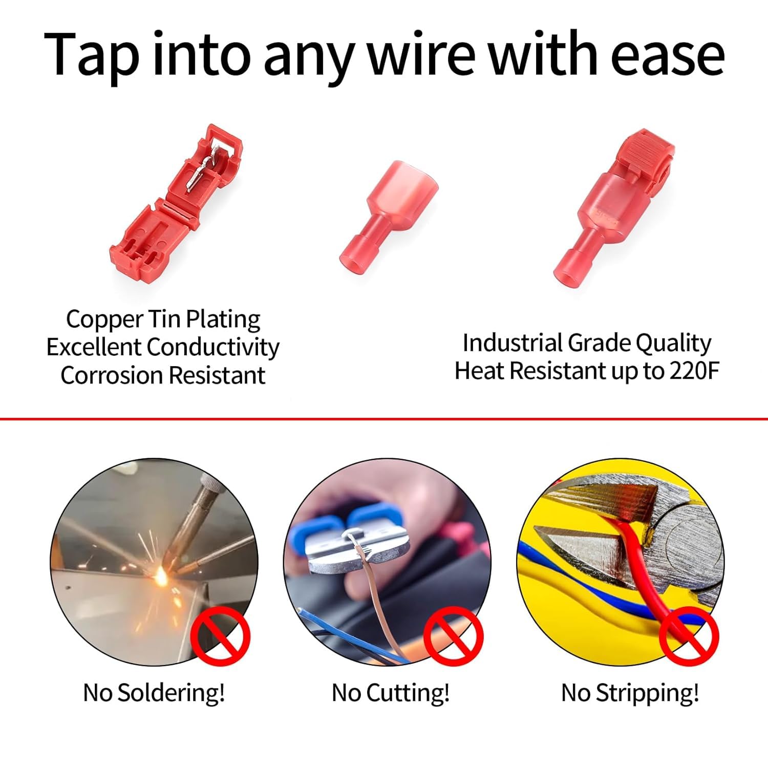 60 Pcs T Tap Electrical Connectors, Wire Quick Splice Connector, Insulated Electrical Wire Connectors - Image 4