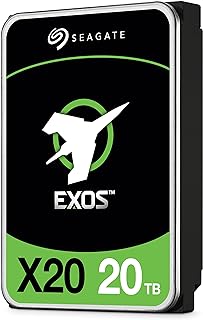 Exos X20 20 TB Internal Hard Drive - 3.5 Inch Hyperscale SATA 6 Gb/s HDD, 7,200 RPM, 2.5M MTBF, 512e and 4Kn FastFormat, Low Latency with Enhanced Caching (ST20000NM007D)