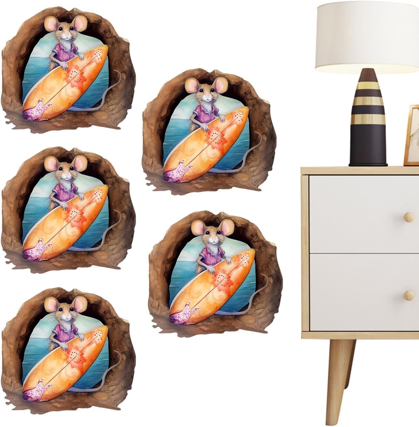 Hutnncg 3D Wall Decals Surfing Pattern 3D Wall Stickers Decal,Wall