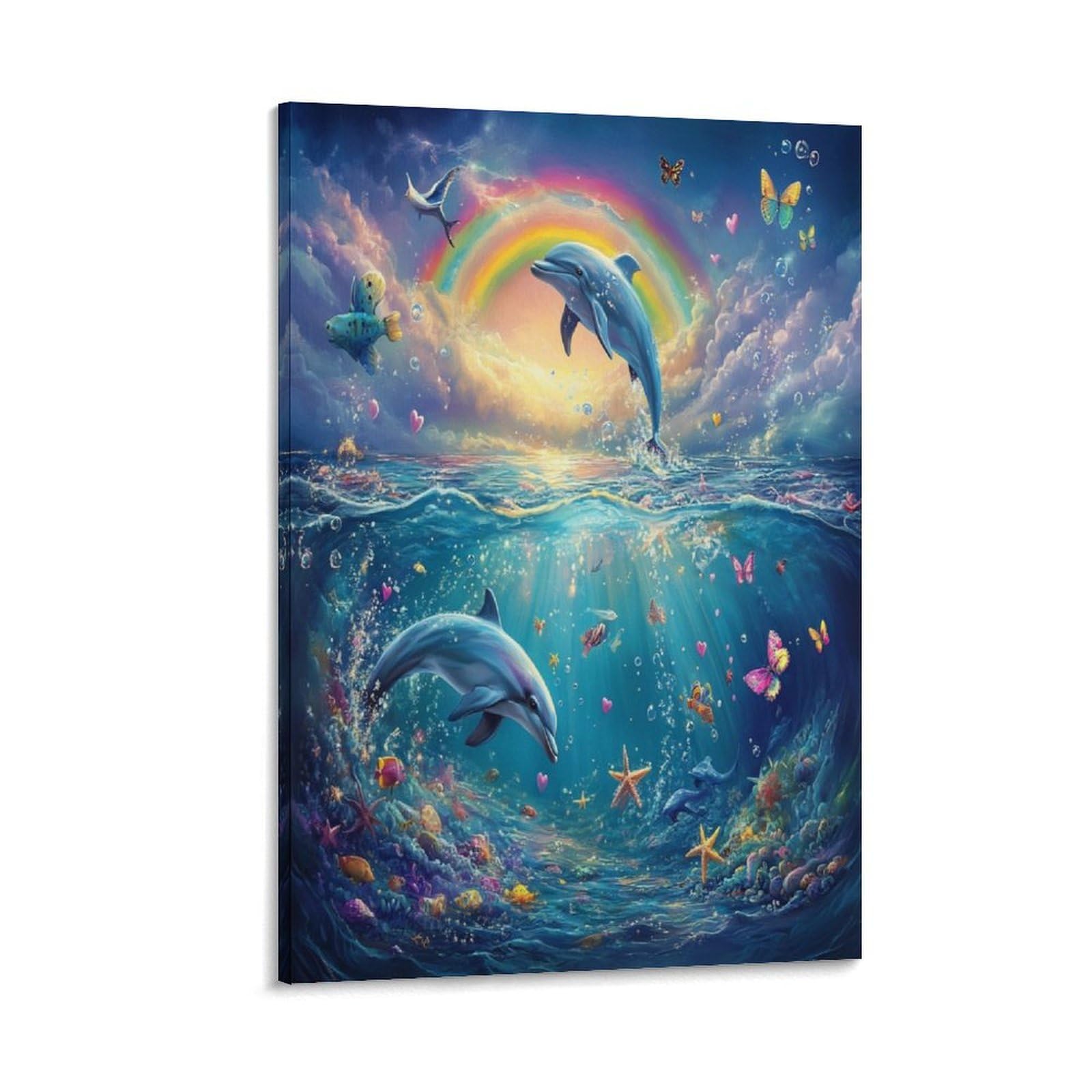 Dauphin murale impression sur toile affiche decorative salon 40x60