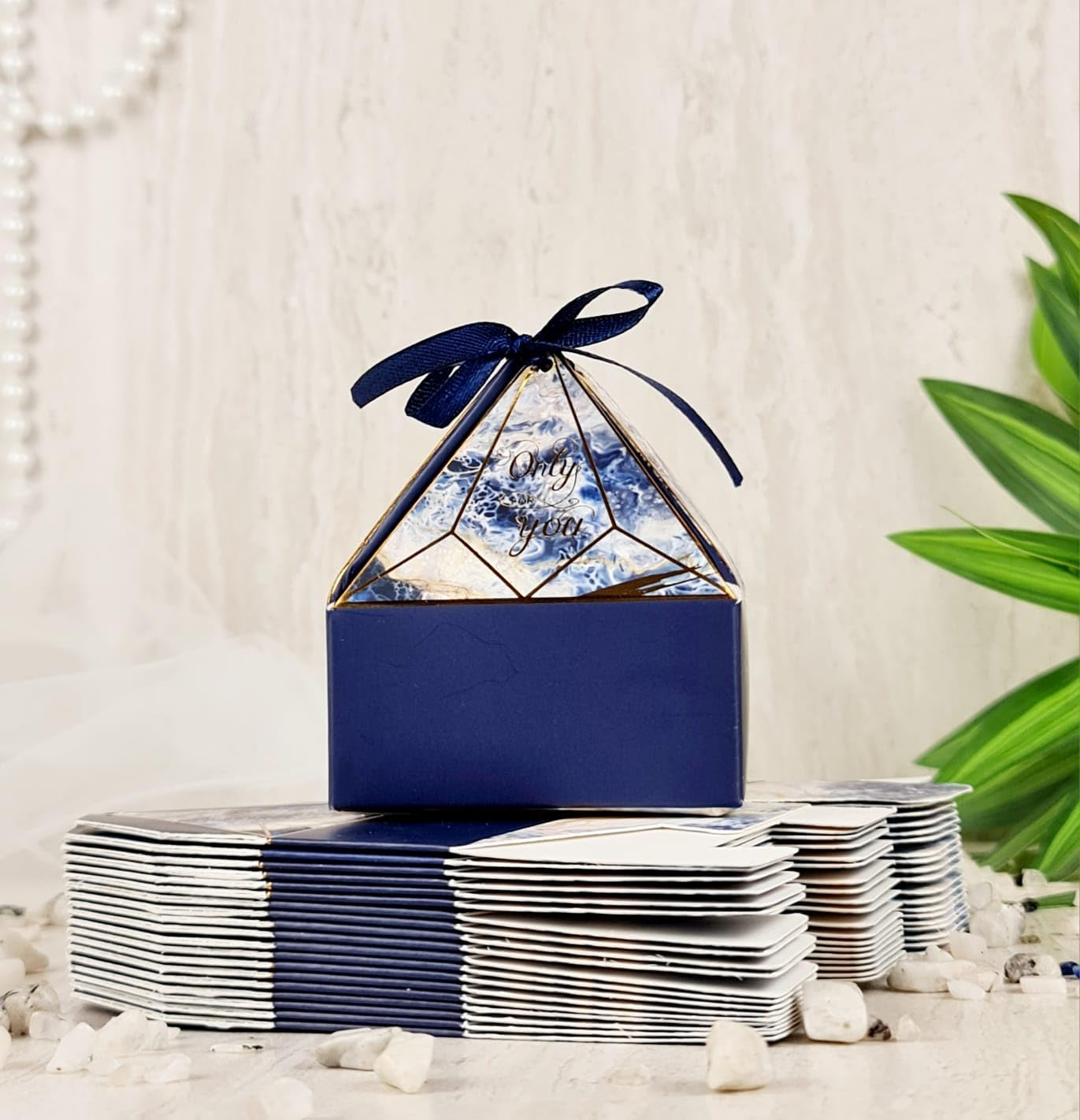 SATYAM KRAFT 20 Pcs Small Diamond Shape Folding Gift Boxes for Gifting | Empty Hamper Boxes for Wedding Return Gift, Christmas, Pooja gifts, Baby Shower, Birthday | Chocolate & Dry Fruit Packaging (Blue, With Ribbon) SATYAM KRAFT 20 Pcs Small Diamond Shape Folding Gift Boxes for Gifting | Empty Hamper Boxes for Wedding Return Gift, Christmas, Pooja gifts, Baby Shower, Birthday | Chocolate & Dry Fruit Packaging (Blue, With Ribbon)