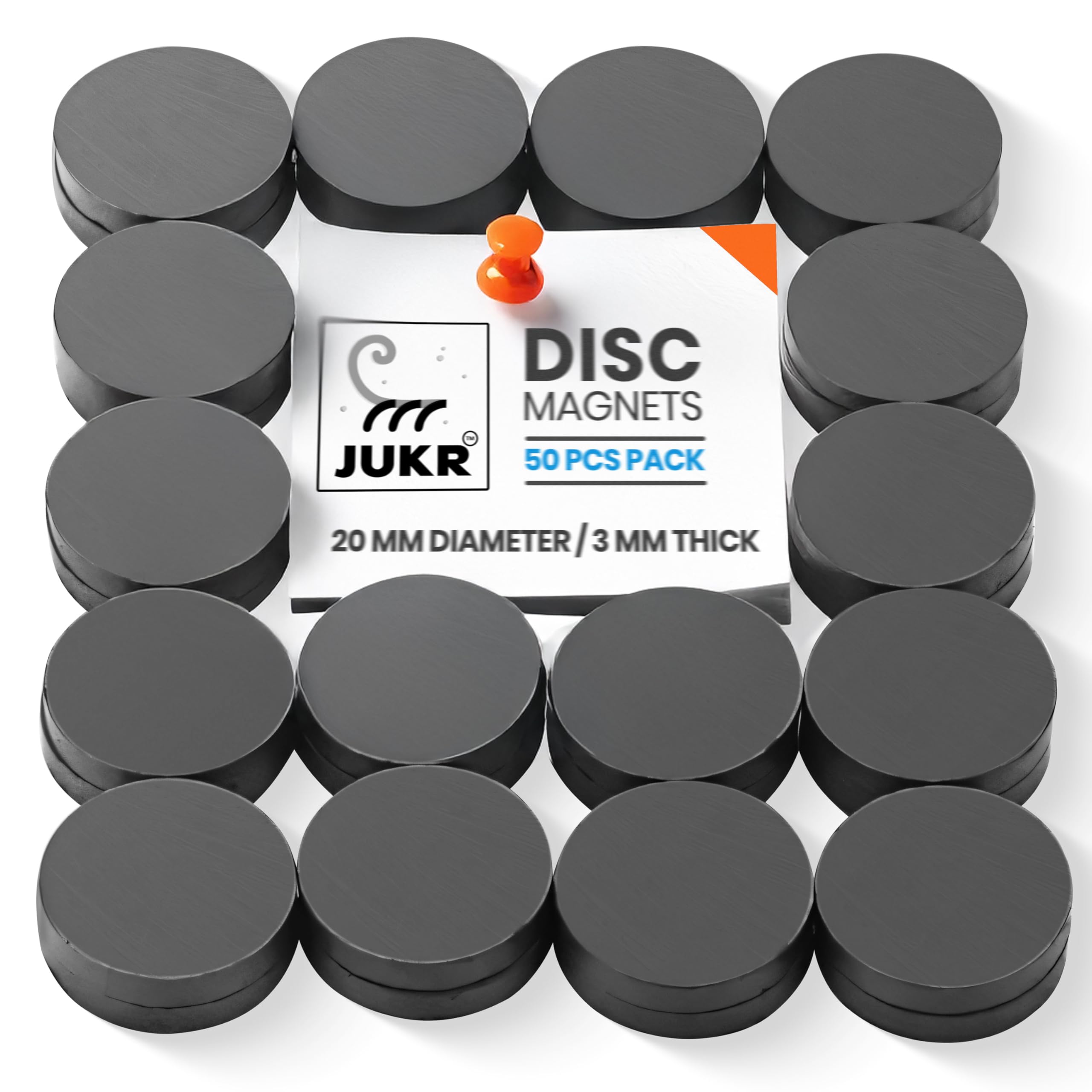 Small Round Disc Magnets for Whiteboard and Maps, Decorative Fridge Stickers, Art Craft Hobby Work, Home Improvement, School Students DIY Projects (20 mm Diameter, 3 mm Thickness, Pack of 50)