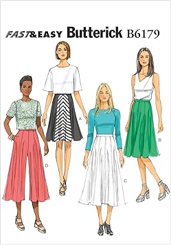 Butterick Patterns B6179A50 Misses Skirt and Culottes Sewing Template, A5 6-8-10-12-14