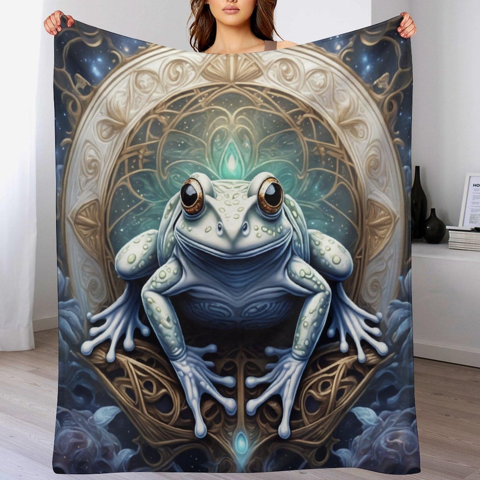 Couverture de lit Grenouille à grands yeux en flanelle de salon 130x180cm