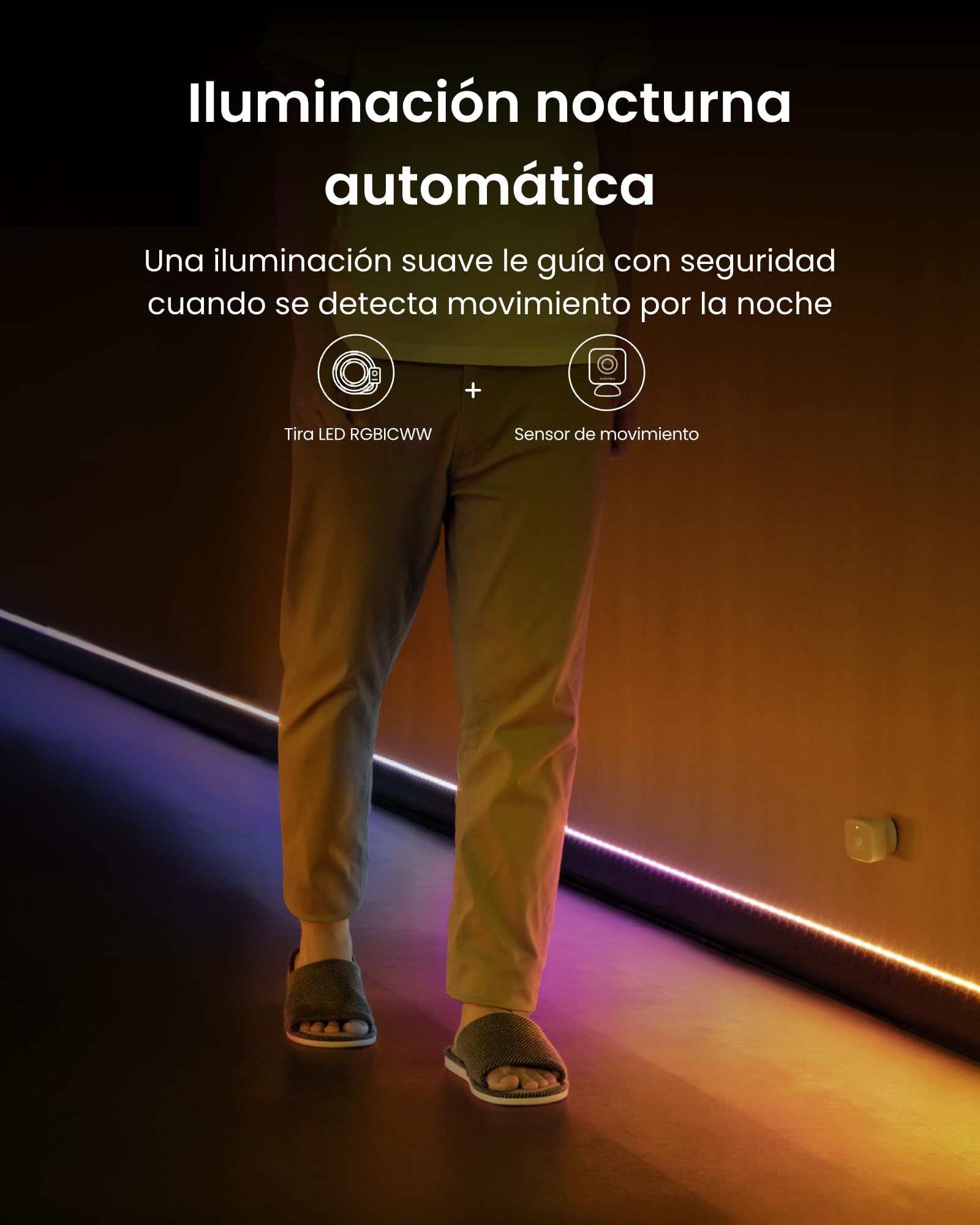 SwitchBot RGBICWW Tira LED 5M, 72 LEDs/m Matter Luces LED Compatibles con Apple Home, Alexa, Google Home, 16 Millones de Colores, sincronización con música, LED para Habitación, Cocina, Fiesta, TV