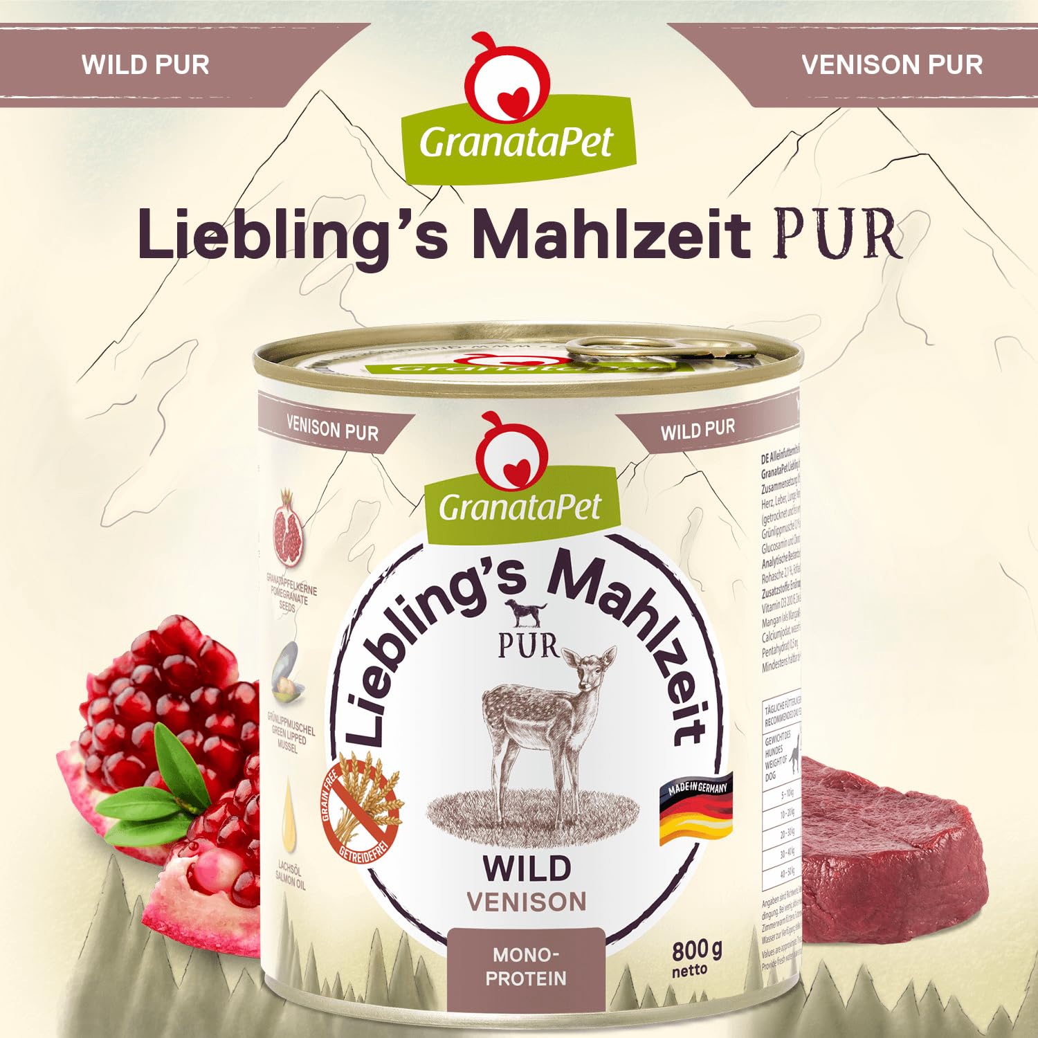 GranataPet Liebling's Mahlzeit PUR Wild, Monoprotein, 6 x 800g – Ansicht 4