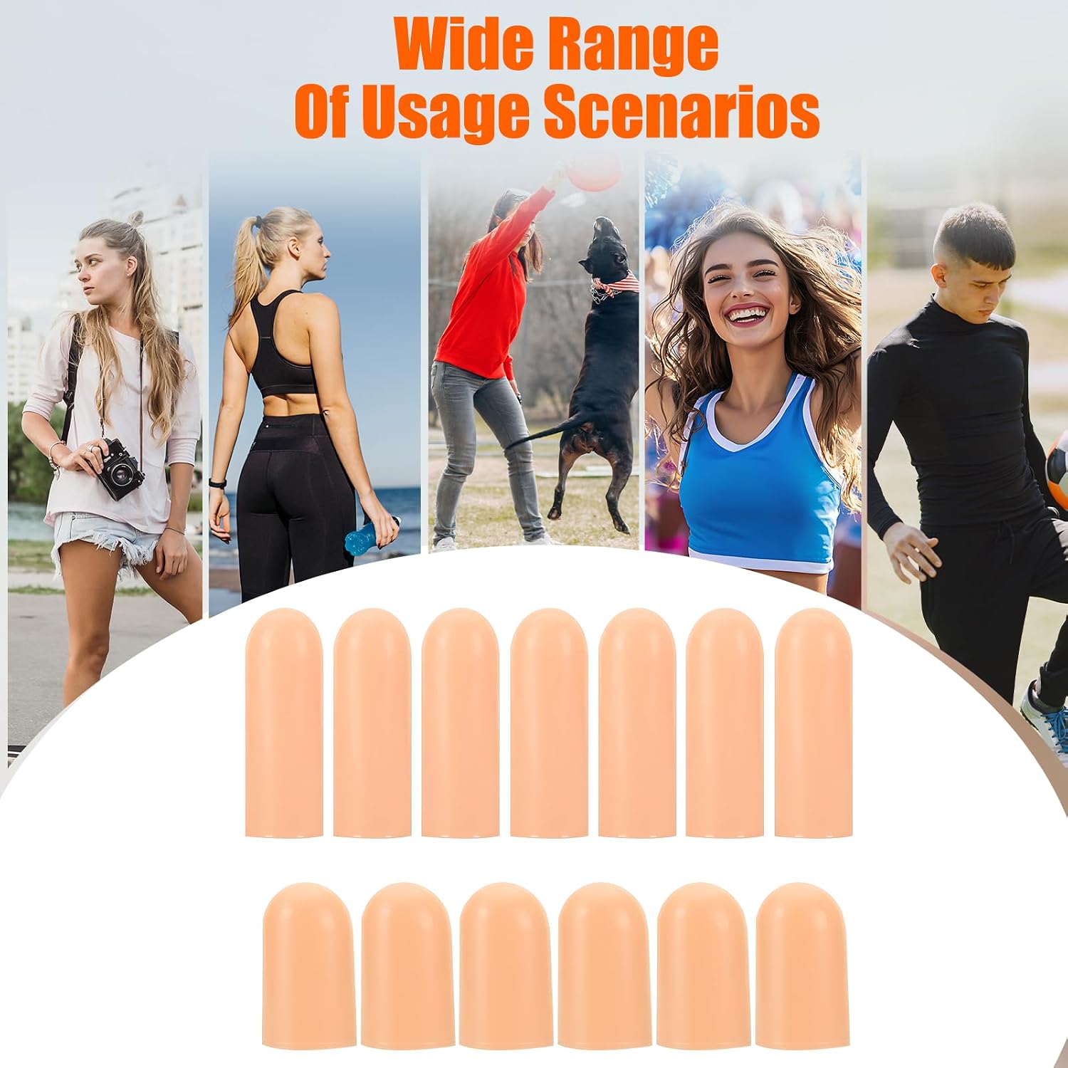 30 PCS Gel Finger Cots, 2 Size Gel Finger Protectors Reusable Thumb Protector Soft Fingers Covers Silicone Fingertips Protection Fingertip Bandages for Fingers Pain Relief, Nude