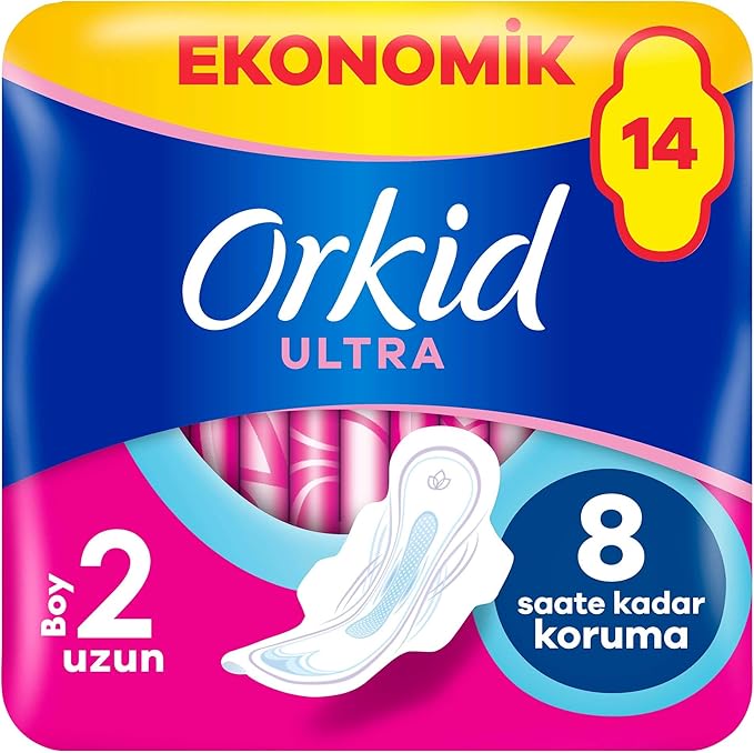 Orkid Ultra Hijyenik Ped Uzun (Boy 2) Ekonomik Paket 14 Adet Ped