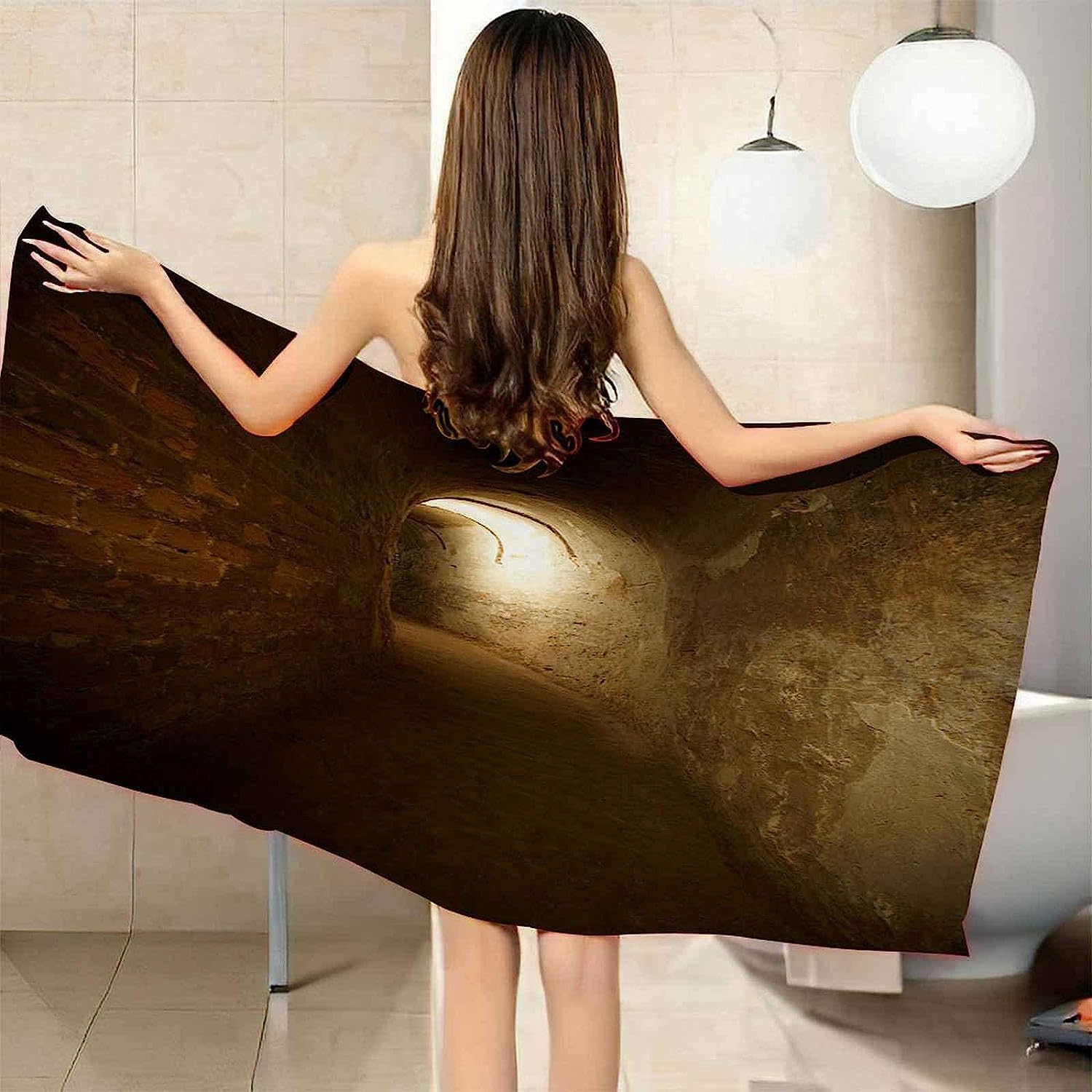 Mikrofaser Strandtuch Dunkle Unterführung Handtuch XXL 150 X 200 cm, Strandtuch 3D Badetuch Strandhandtuch Schnelltrocknend Weiches Strandlaken, Reisehandtuch, Saunatuch -5I3L