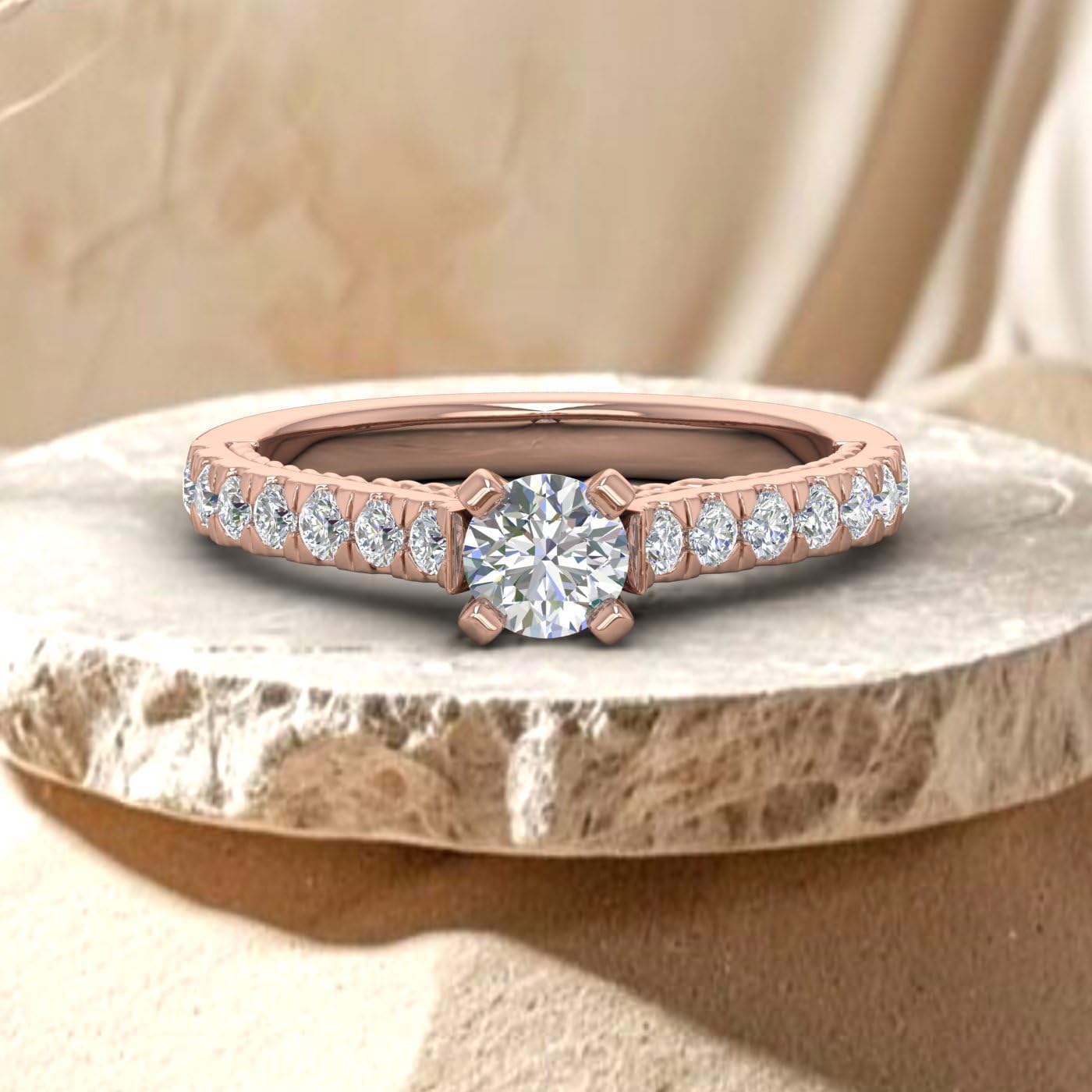 1 Carat Diamond Engagement Ring in 14K Solid Gold
