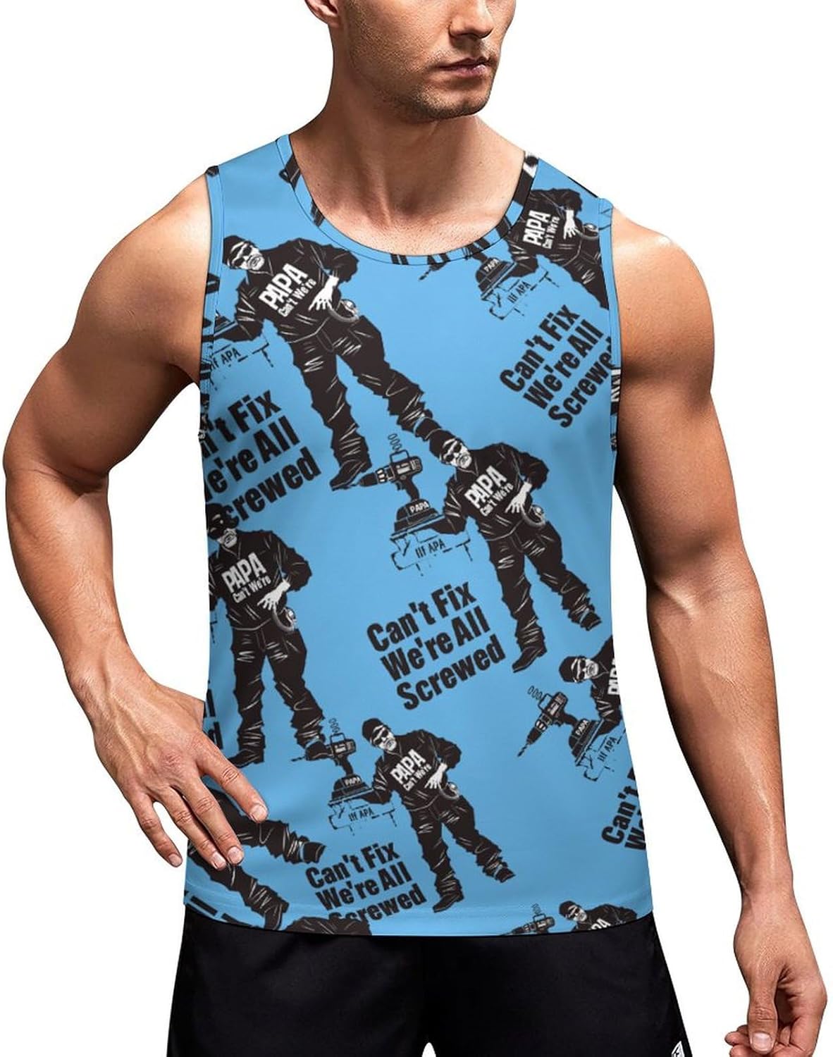 If PAPA Can't Fix It We're All Screwed Men's Tank Top Sleeveless Muscle Shirts Vest Beach T Shirts for Workout Gym