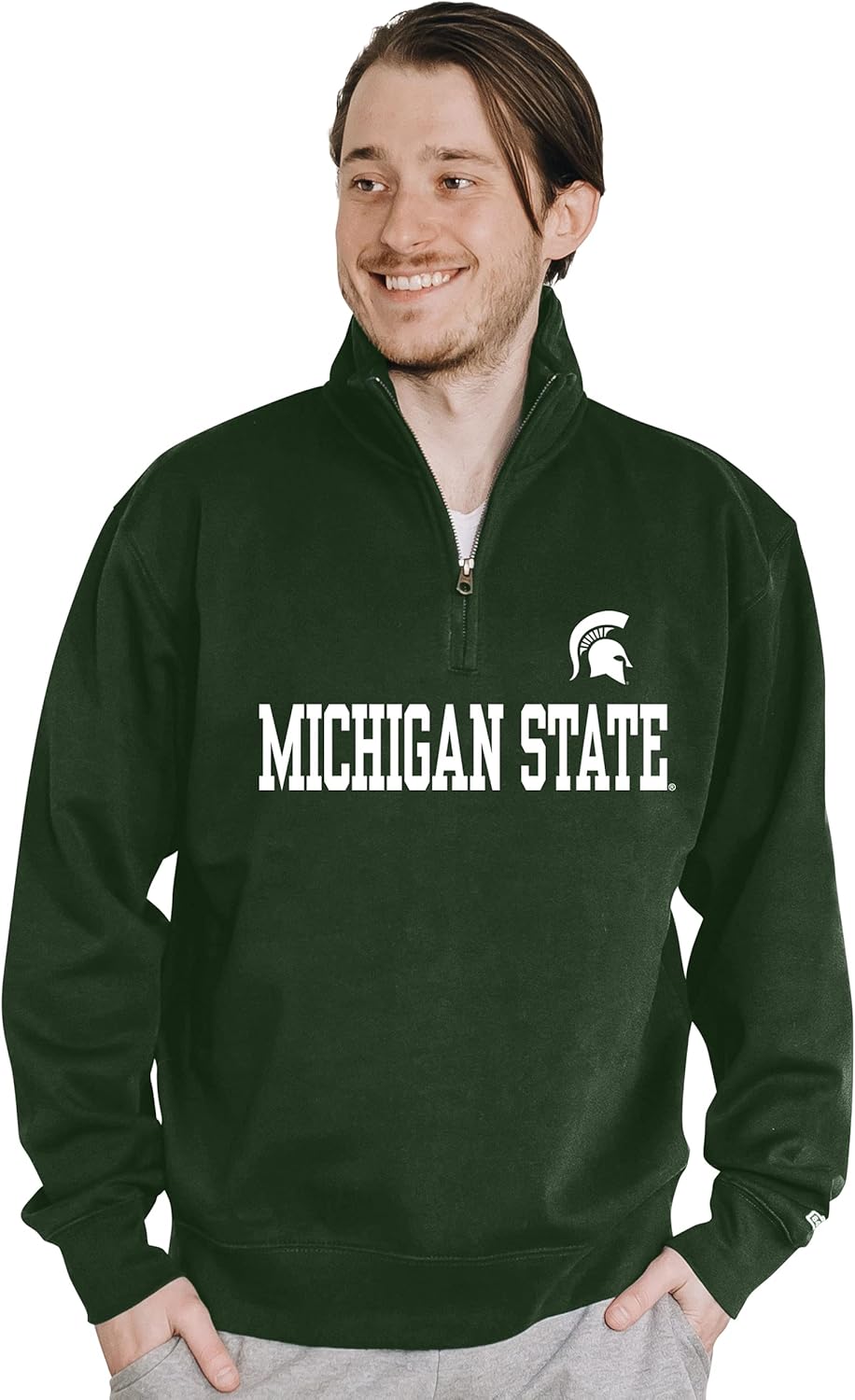Blue 84 Men's Michigan State Spartans Quarter Zip Sweatshirt Team Color, Team Color, X-Large