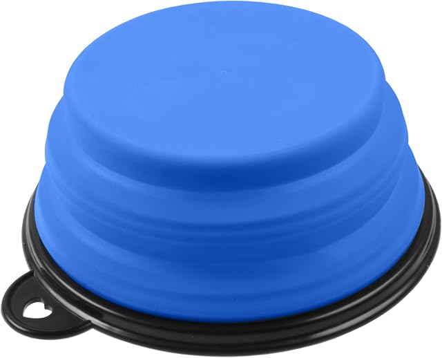 Foto 4 de 5 de PhoneNatic Cuenco Plegable de Silicona para Perros y Gatos, con mosquetón, Color Azul, 350 ml, 60014330