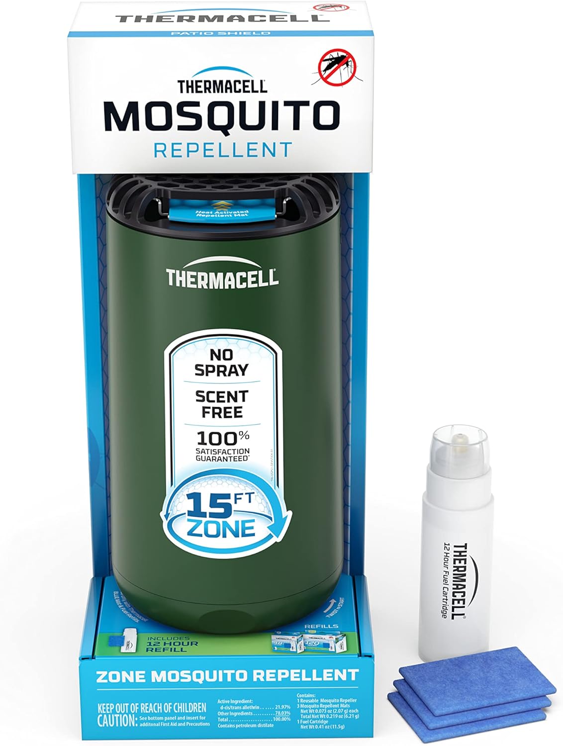 Thermacell Metal Edition Patio Shield Mosquito Repeller, Bronze; Effective Mosquito Repellent; No Candles or Flames, DEET-Free, Scent-Free, Bug Spray Alternative; Includes 12-Hour Refill : Patio, Lawn & Garden