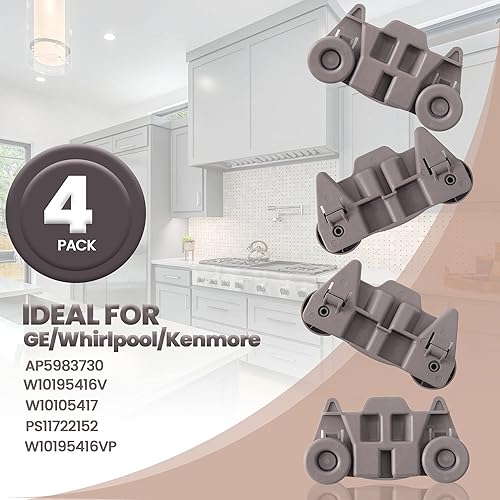 Vista 14 de W10195416 - Pieza de repuesto mejorada para rueda inferior de lavavajillas, compatible con GE/Whirlpool/Kenmore - AP5983730, W10195416V, W10105417