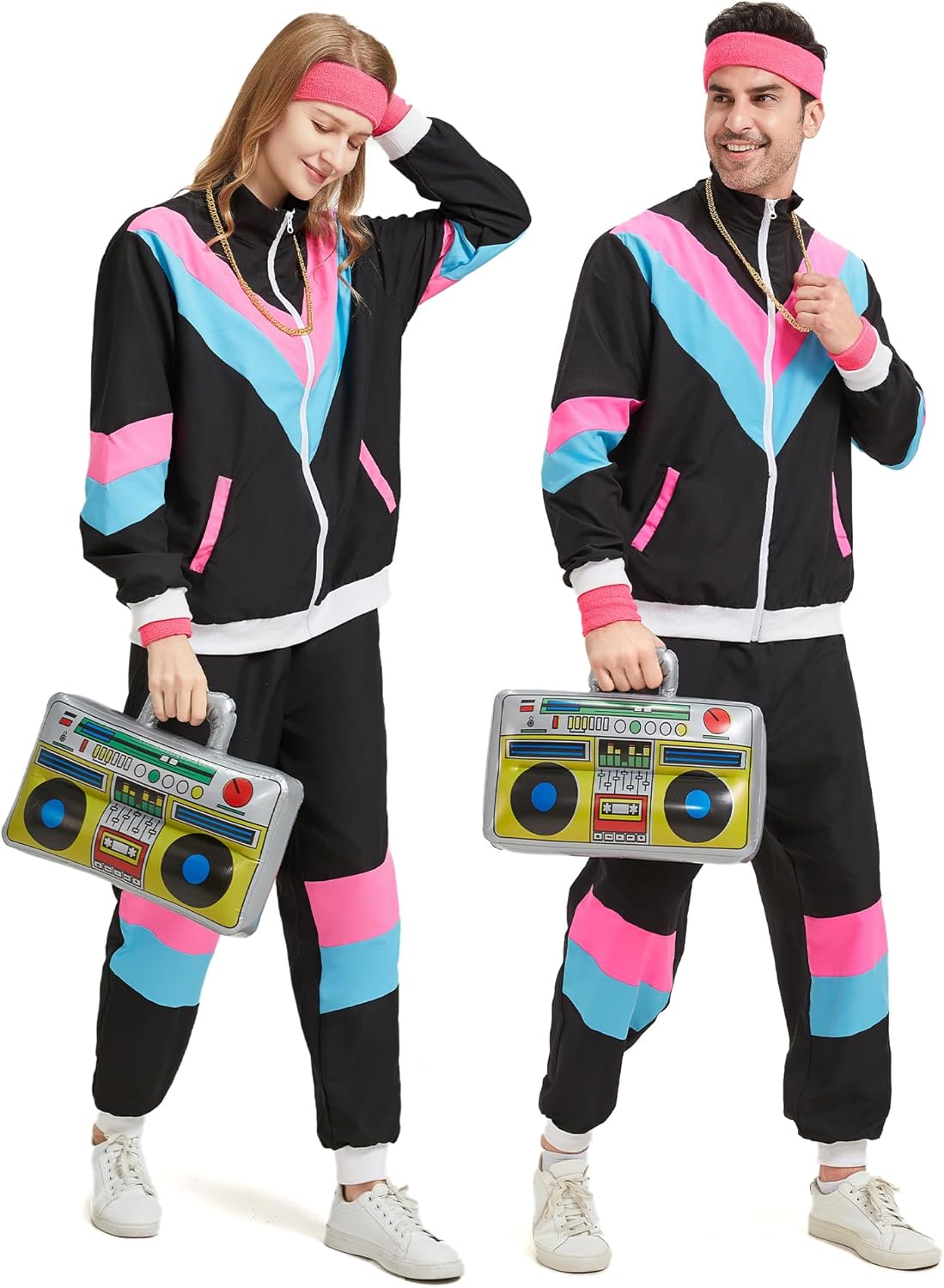 80s Tracksuit for Men Women 90s Retro Windbreaker Outfit 80s Costume for Couples 80s Track Suit for Adult - Image 7