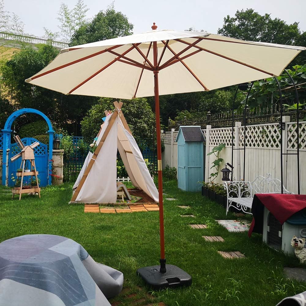 Patio Umbrella wooden garden,solid wood pole, beach umbrella protection UPF50+, octagonal polyester sunshade-white good