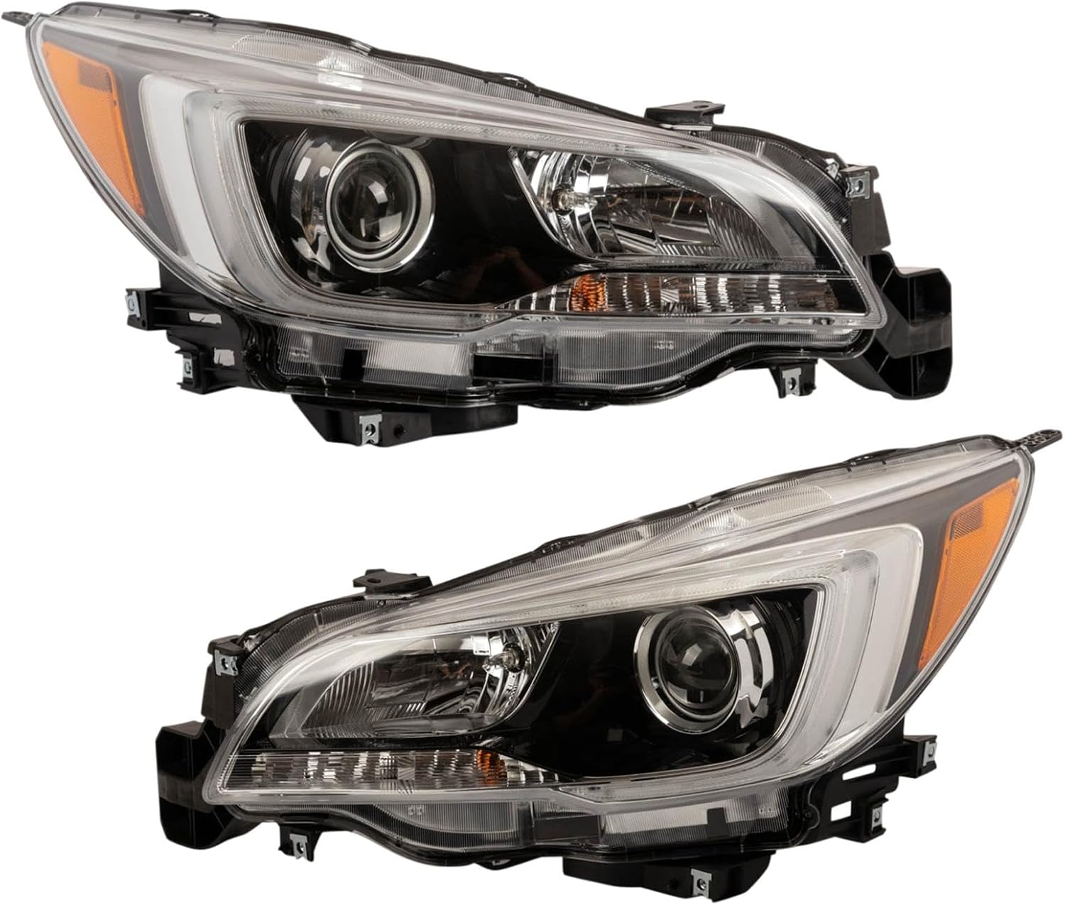 TRQ Driver and Passenger Side Headlight Assembly Set Compatible with 15-17 Subaru Outback Halogen Only