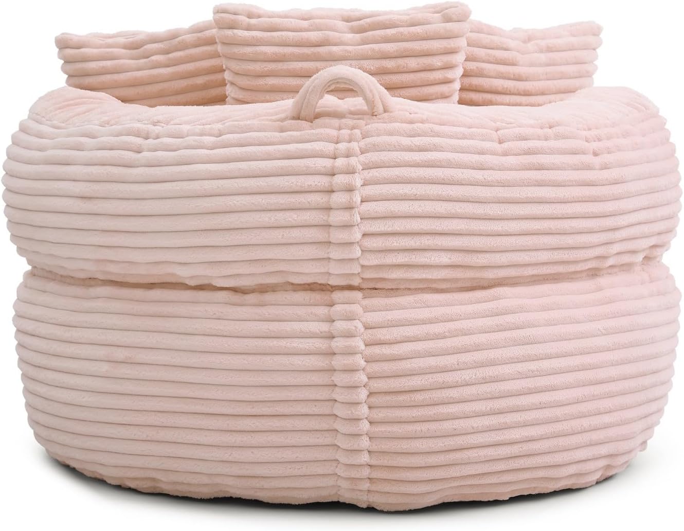 Bean Bag Chair, Corduroy Oversized Chair for Adults, Comfy Big Accent Sofa Lounge Floor Chair, Stuffed Bean Bag Couch for Gaming, Reading, Living Room, Bedroom, Pink