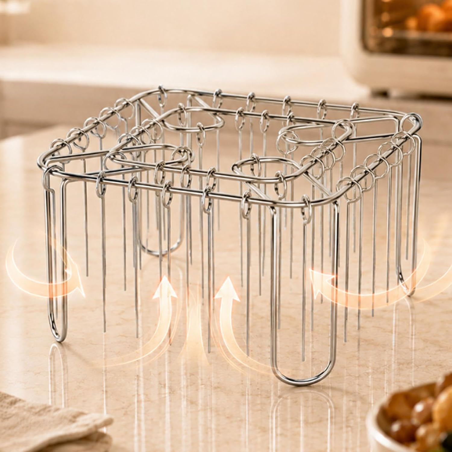 Air Fryer Grill Rack No Flipping Steel Food Grade Square Stand image 2