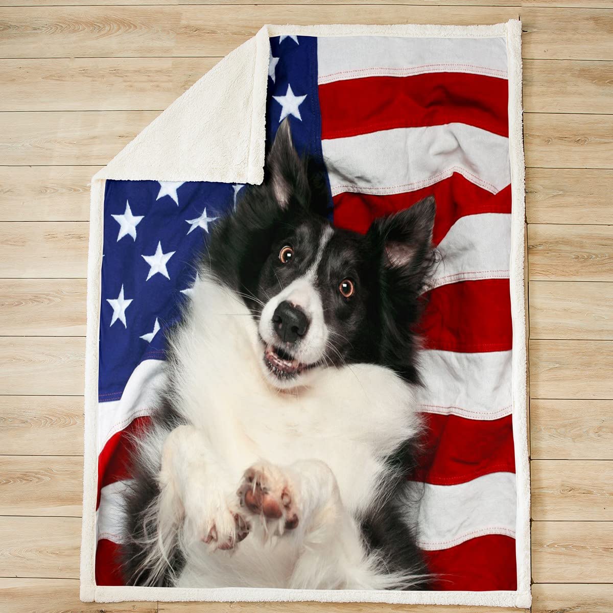 Manta para perro para cama, sofá, niñas, estilo bandera americana, manta de felpa linda 3D, manta de forro polar para cachorros, mascotas, manta para mascotas, tamaño King, 87 x 94 pulgadas
