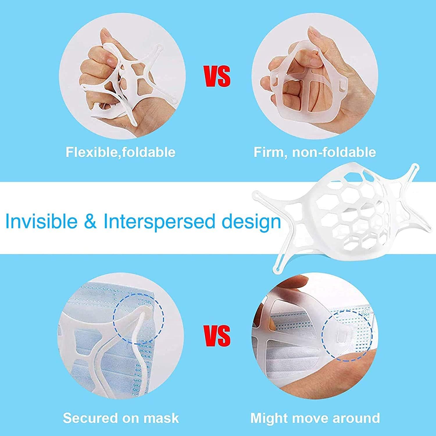 Mask Bracket 5 PCS Silicone 3D Support insert Lipstick Protection More Space for Breathing-DIY Face Accessories