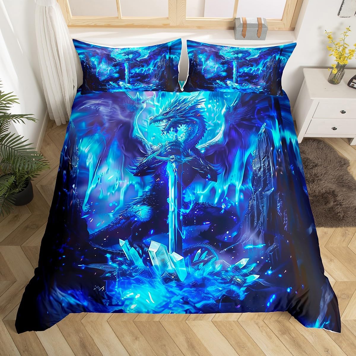 Manfei Fall Pumpkin Kids Duvet Cover Set Queen Size, Autumn Gnomes Maple Leaf Comforter Cover, Vintage Wooden Plank Bedding Set for Boys Girls, Lightweight Bedspread Cover,2 Pillowcases,No Comforter