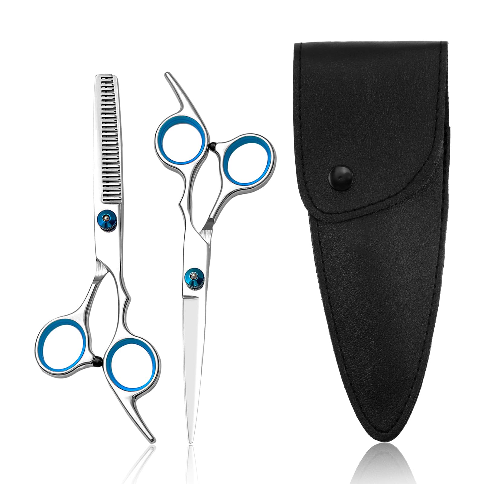 3 PCS Tijeras de Peluquería, Tijeras para peinar de corte ultra afilado y preciso con Funda de Protección, Kit Completo de Corte de Pelo para Uso Doméstico y Profesional, Acero Inoxidable de Calidad