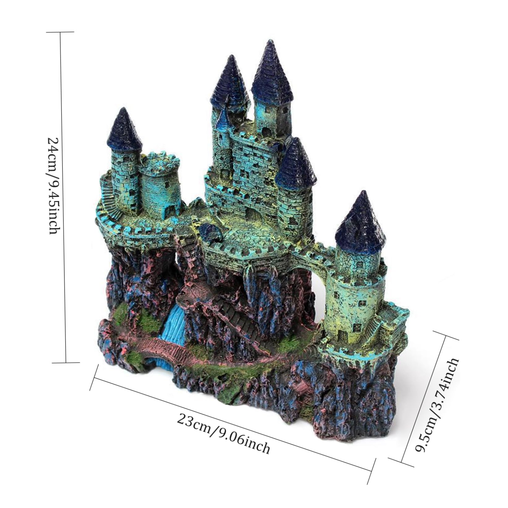 Castello per Acquario, Castello per Acquario in Resina, Decorativo per, Nascondigli Grotta di Pietra Nascondi casa Accessori per acquari Kit iniziali