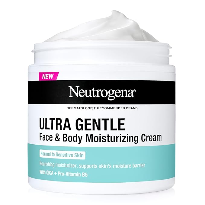 NEUTROGENA Ultra Gentle Face & Body Moisturizing Cream, Nourishing Face & Body Lotion Moisturizer for Normal to Sensitive Skin Leaves Skin Feeling Smooth & Healthy, Fragrance Free, 11 oz