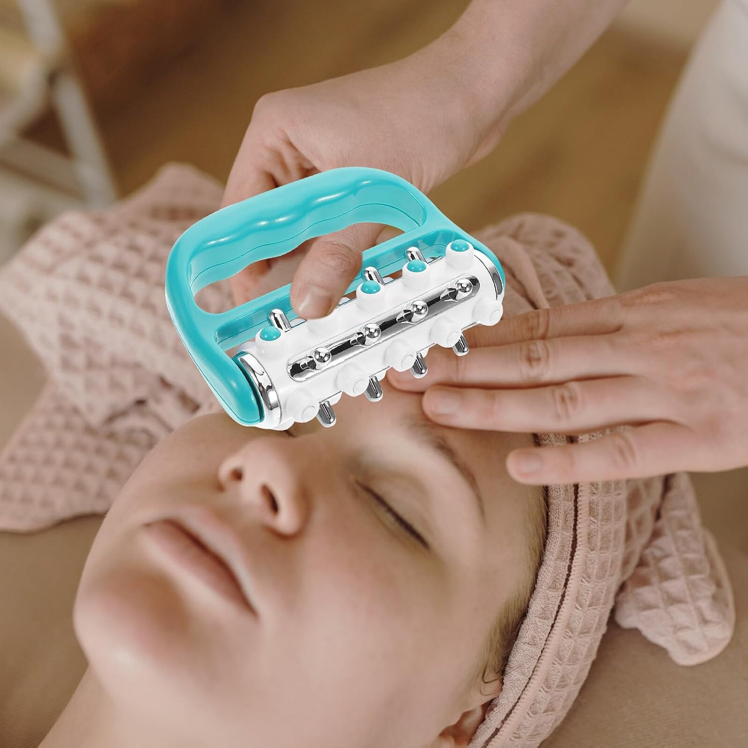 COLLBATH Scalp Stimulator Comb and Neck Massager Manual Head Massage Tool for Home Use with Green Iron Rod, Hair Massage Comb for Scalp Stimulation and Facial Skin Care Relaxation image 5