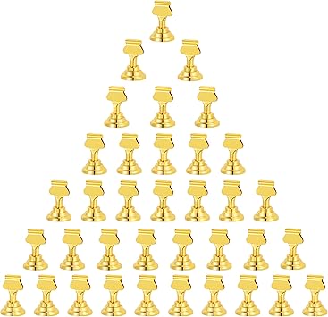 Urban Deco 36 Pieces Table Card Holder Place Card Holders 1.7 inches Gold Steel Card Holders for Photos, Food Signs, Memo Notes, Weddings, Restaurants, Birthdays(Gold 36PK)
