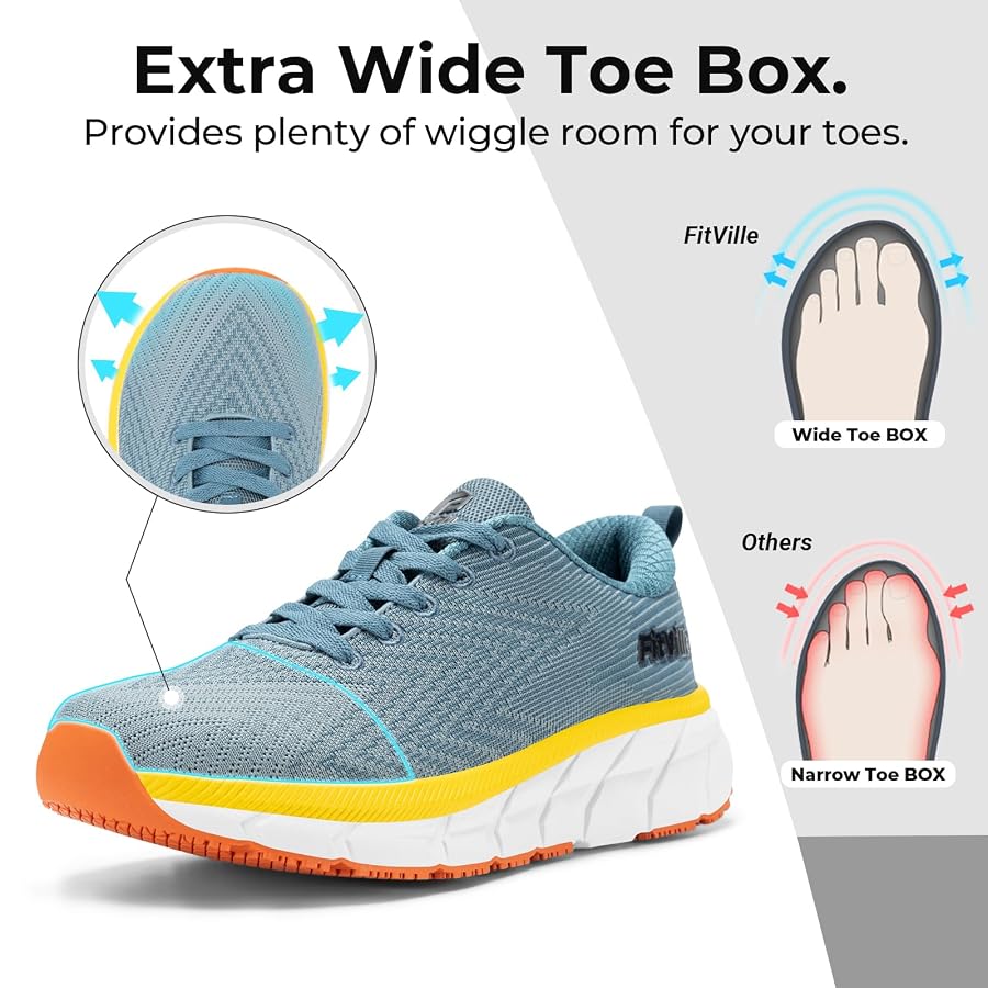 Chaussures Running Extra Larges FitVille - Pour Pieds Sensibles Ou Enflés - Respirantes