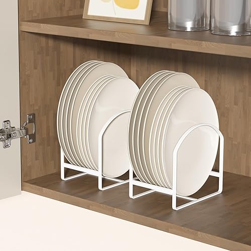 Miniatura 7 de LINFIDITE Paquete de 4 soportes organizadores de platos, estante grande para almacenamiento de platos, estante vertical para secado de platos,