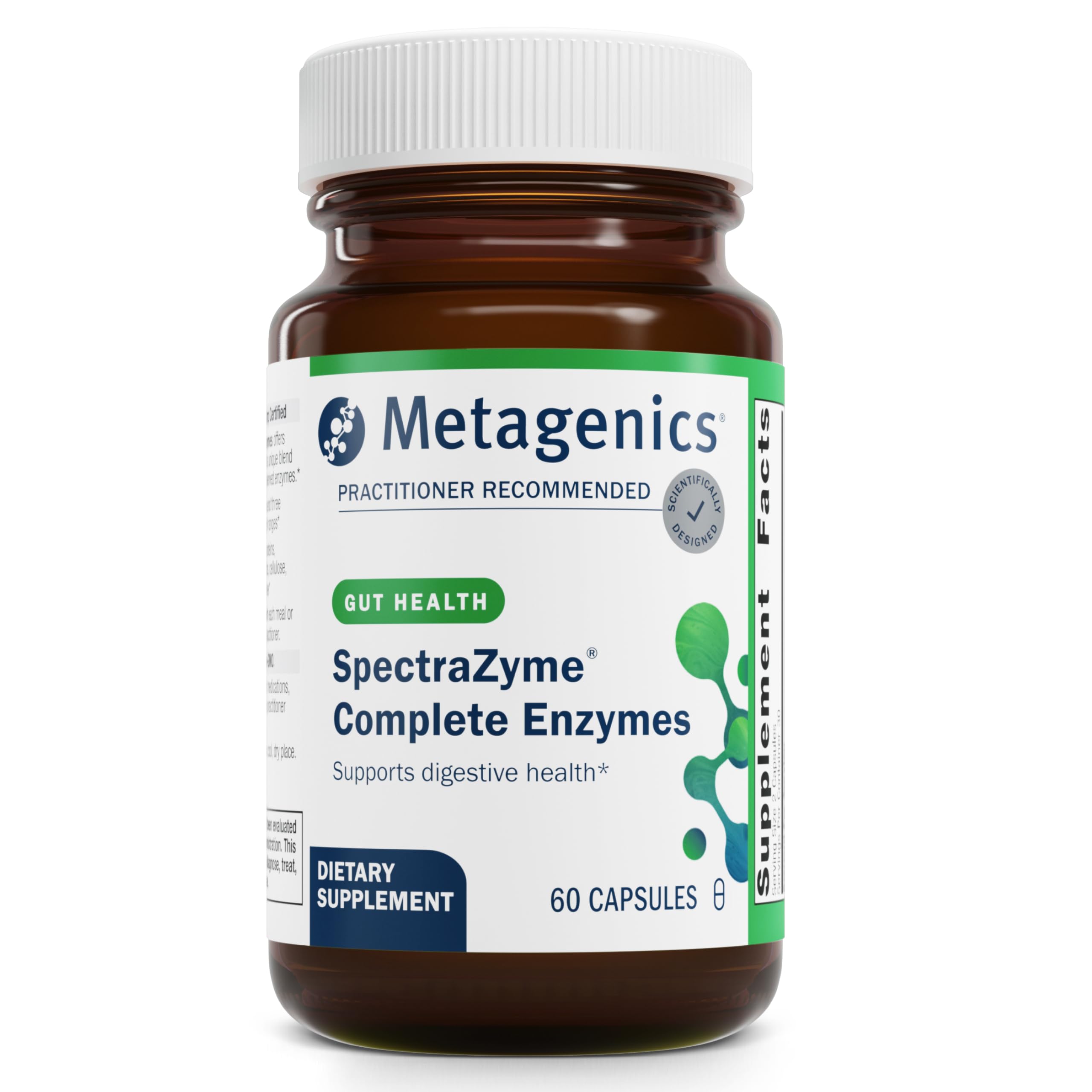 Metagenics SpectraZyme Enzyme Complex - Plant-Based Digestive Enzymes for Protein, Fat & Carbohydrate Breakdown - Supports Indigestion, Bloating & Colon Health* - Gluten-Free, Vegan - 60 Capsules