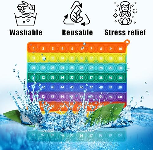 Miniatura 3 de Doble cara 1 100 200 pop it, gráfico pop it, 200 pop con números, juguete cuadrado para primaria, juguete sensorial antiestrés, regalo educativo